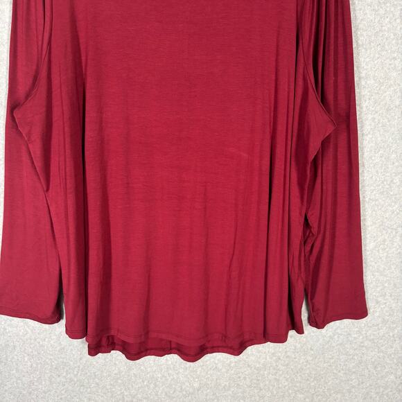Lane‎ Bryant Shirt 22 24 Burgundy Tunic Thin Soft Basic Everyday Stretch Moody - Picture 3 of 9